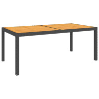 Produktbild för Trädgårdsbord 150x90x75 cm konstrotting och akaciaträ svart