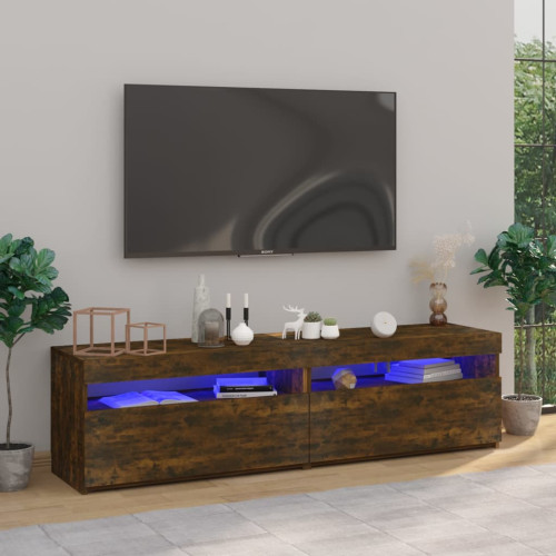 vidaXL Tv-bänkar med LED-belysning 2 st rökfärgad ek 75x35x40 cm