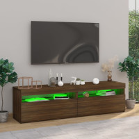 Miniatyr av produktbild för Tv-bänkar med LED-belysning 2 st brun ek 75x35x40 cm