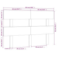 Produktbild för Sänggavel grå 124x3x81 cm massiv furu