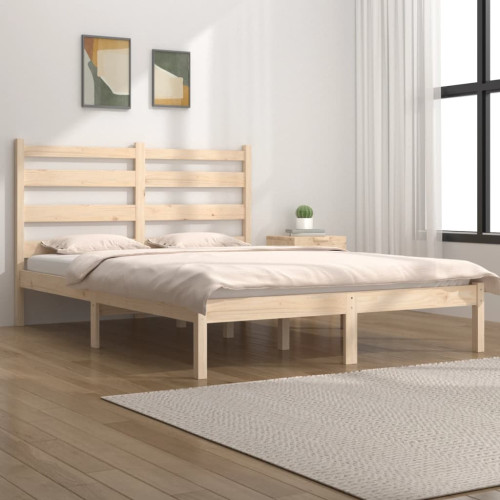 vidaXL Sängram massiv furu 120x190 cm
