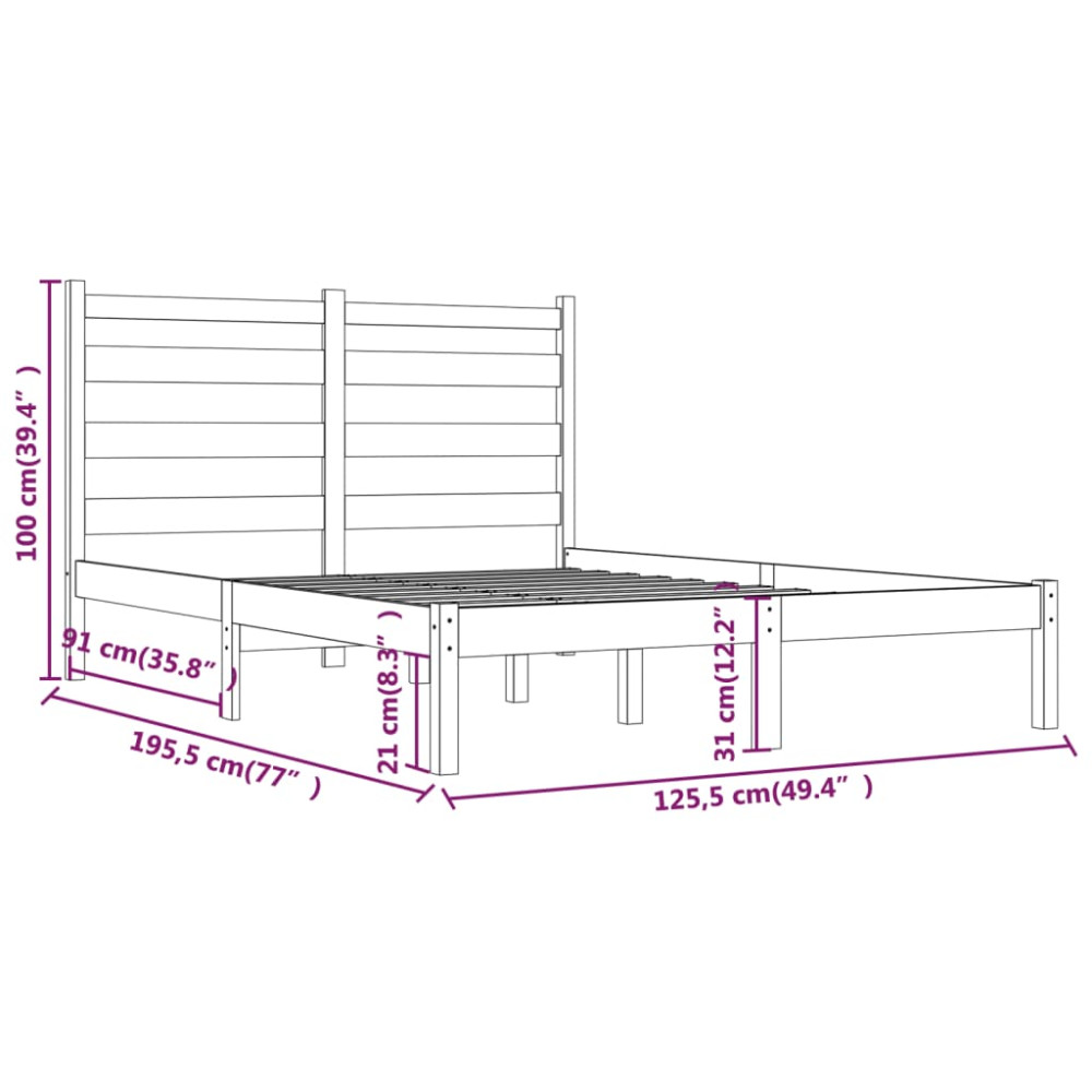 Produktbild för Sängram massiv furu 120x190 cm