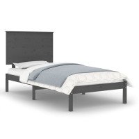 Miniatyr av produktbild för Sängram grå massiv furu 100x200 cm enkelsäng