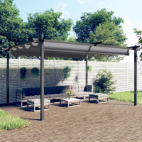 Produktbild för Paviljong med infällbart tak 4x3 m antracit