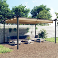 Produktbild för Paviljong med infällbart tak 4x3 m taupe