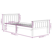 Produktbild för Sängram mörkbrun massiv furu 100x200 cm