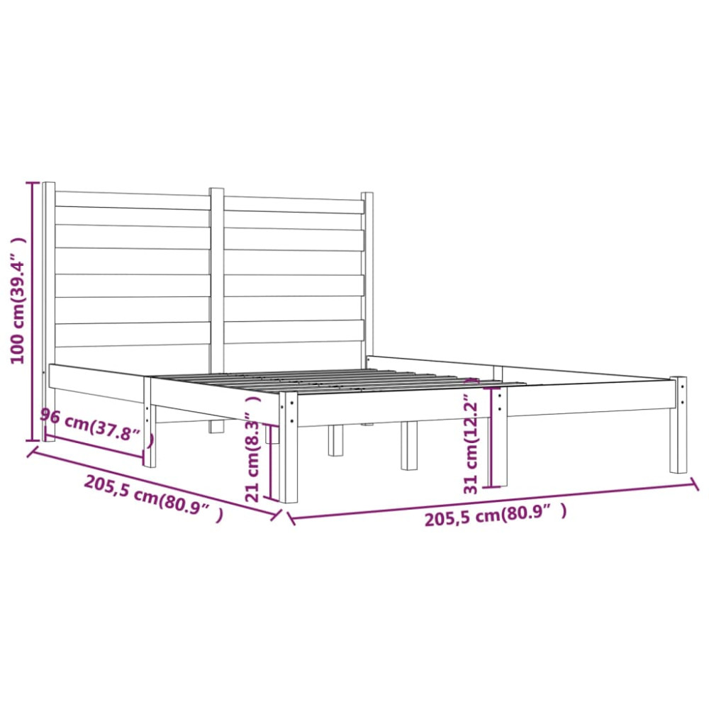 Produktbild för Sängram massivt trä 200x200 cm