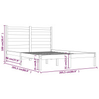 Produktbild för Sängram vit massiv furu 200x200 cm