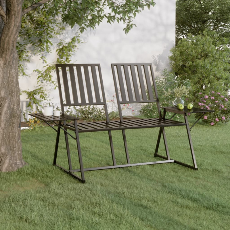 Produktbild för Trädgårdsbänk 2-sits 165 cm svart stål