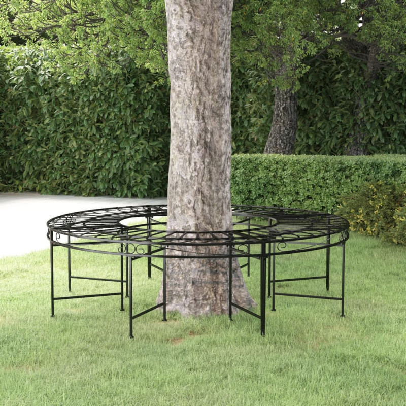 Produktbild för Rund trädbänk Ø160 cm svart stål