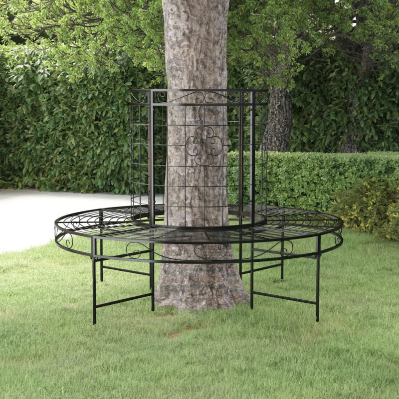 Produktbild för Rund trädbänk Ø137 cm svart stål