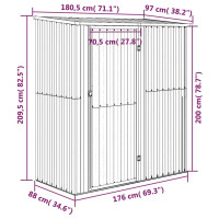 Produktbild för Trädgårdsskjul antracit 180,5x97x209,5 cm galvaniserat stål