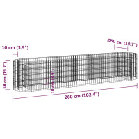 Produktbild för Planteringsgabion galvaniserat järn 260x50x50 cm