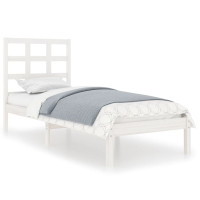 Produktbild för Sängram vit massivt trä 75x190 cm