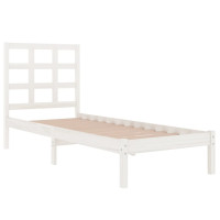 Produktbild för Sängram vit massivt trä 75x190 cm