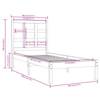 Produktbild för Sängram vit massivt trä 75x190 cm