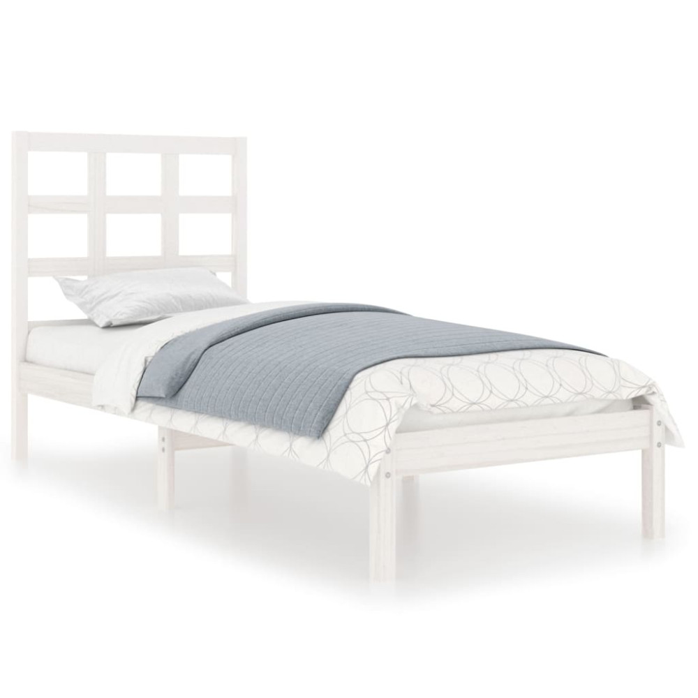 Produktbild för Sängram vit massivt trä 90x190 cm