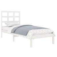 Produktbild för Sängram vit massivt trä 90x190 cm