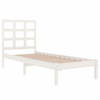 Produktbild för Sängram vit massivt trä 90x190 cm