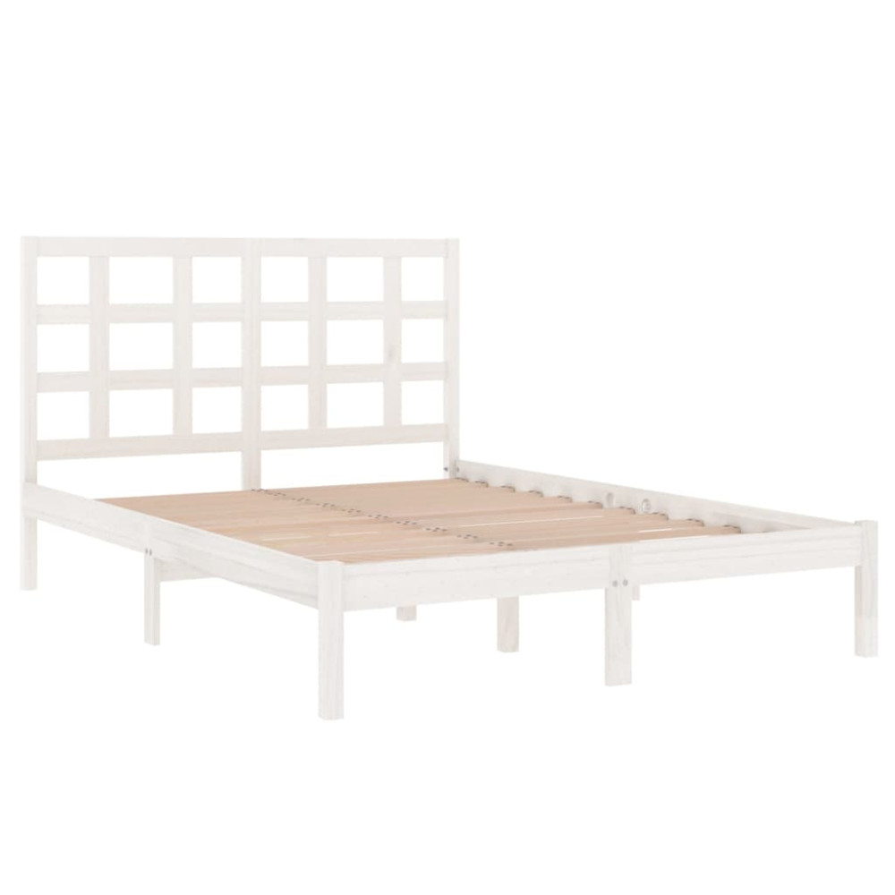 Produktbild för Sängram vit massivt trä 160x200 cm