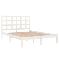 Produktbild för Sängram vit massivt trä 200x200 cm