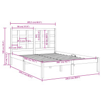 Produktbild för Sängram vit massivt trä 200x200 cm