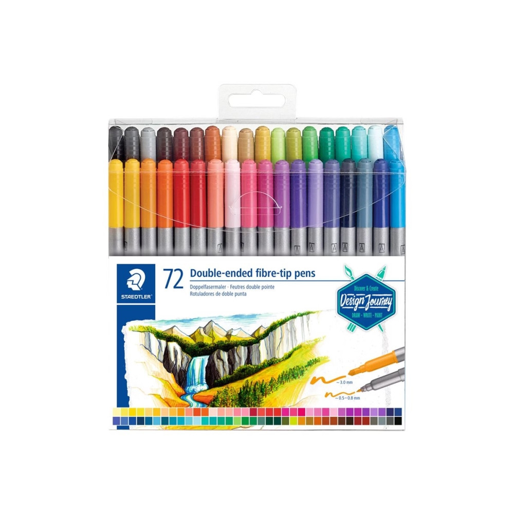 Produktbild för STAEDTLER - märkpenna med dubbel spets - blandfärger (paket om 72)