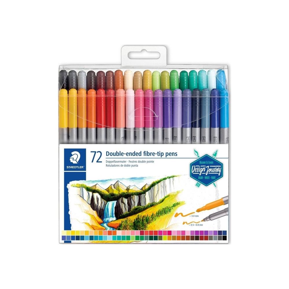 Produktbild för STAEDTLER - märkpenna med dubbel spets - blandfärger (paket om 72)