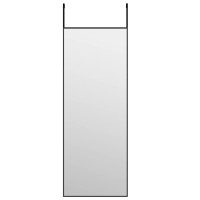 Produktbild för Dörrspegel svart 30x80 cm glas och aluminium