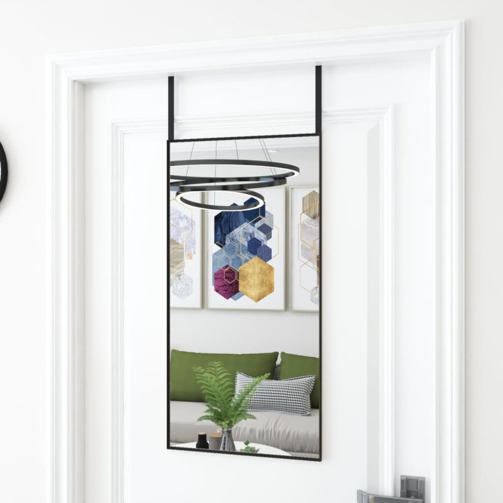 Produktbild för Dörrspegel svart 40x80 cm glas och aluminium