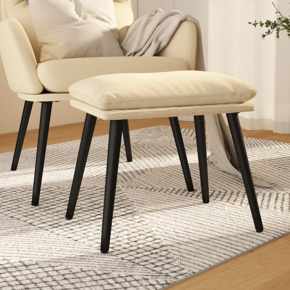 Produktbild för Fotpall gräddvit 45x29,5x35 cm tyg