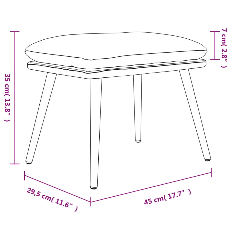 Produktbild för Fotpall gräddvit 45x29,5x35 cm tyg