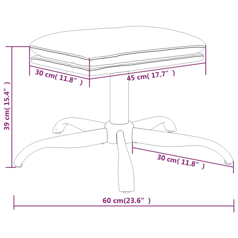 Produktbild för Fotpall ljusgrå 60x60x36 cm tyg