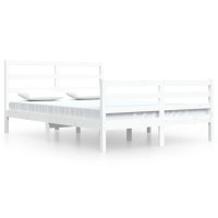 Produktbild för Sängram vit massiv furu 160x200 cm