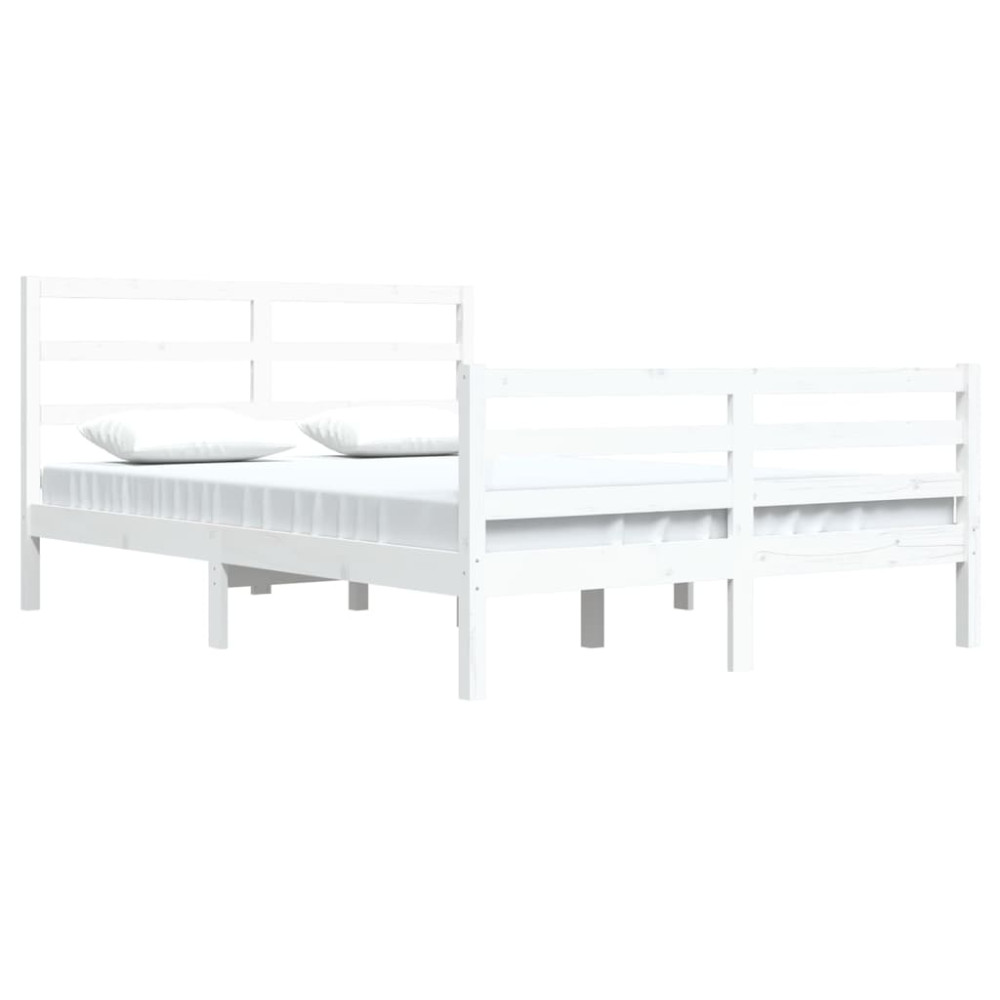 Produktbild för Sängram vit massiv furu 160x200 cm