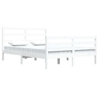 Produktbild för Sängram vit massiv furu 160x200 cm