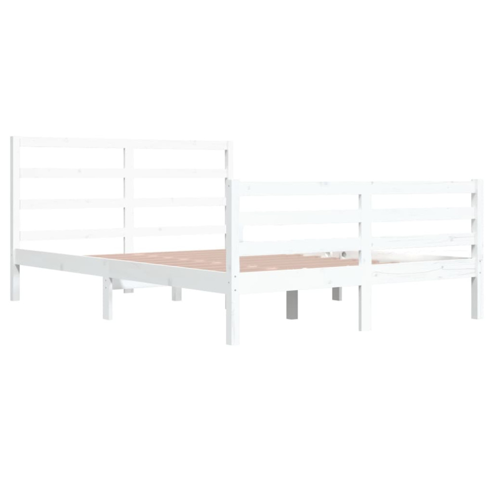 Produktbild för Sängram vit massiv furu 160x200 cm