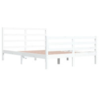 Produktbild för Sängram vit massiv furu 160x200 cm