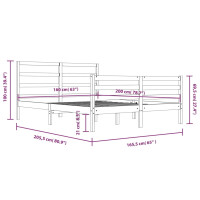 Produktbild för Sängram vit massiv furu 160x200 cm
