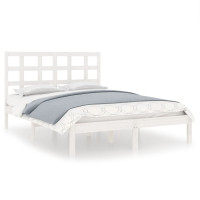 Produktbild för Sängram vit massivt trä 120x190 cm