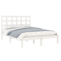 Produktbild för Sängram vit massivt trä 120x190 cm