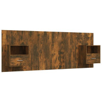 Produktbild för Sänggavel med lådor rökfärgad ek konstruerat trä