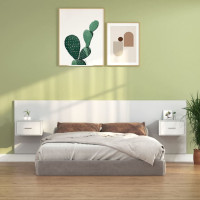 Produktbild för Sänggavel med lådor vit konstruerat trä