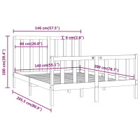 Produktbild för Sängram vit massivt trä 140x200 cm
