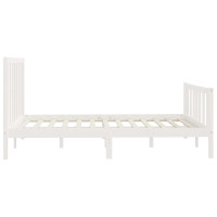 Produktbild för Sängram vit massivt trä 160x200 cm