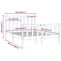 Produktbild för Sängram vit massivt trä 160x200 cm