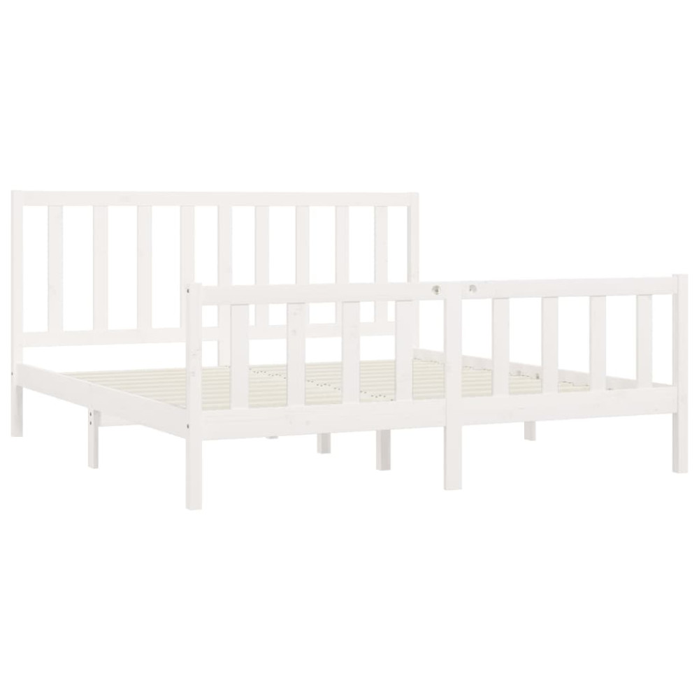 Produktbild för Sängram vit massivt trä 200x200 cm
