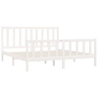 Produktbild för Sängram vit massivt trä 200x200 cm