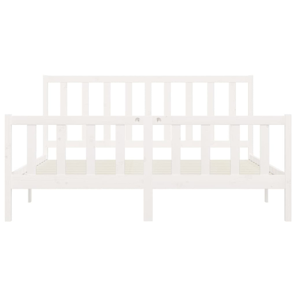 Produktbild för Sängram vit massivt trä 200x200 cm