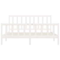 Produktbild för Sängram vit massivt trä 200x200 cm